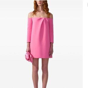 Carolina Herrera Vibrant Pink Off-Shoulder Mini Dress